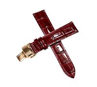 Belivceng Genuine Leather Watch Strap with Butterfly Buckle, 12mm to 18mm Replacement Band Accessories,W Red - F,14mm
