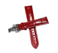 Belivceng Genuine Leather Watch Strap with Butterfly Buckle, 12mm to 18mm Replacement Band Accessories,Red Silver,12mm