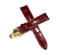 Belivceng Genuine Leather Watch Strap with Butterfly Buckle, 12mm to 18mm Replacement Band Accessories,W Red Golden,18mm