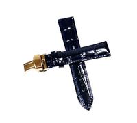 Belivceng Genuine Leather Watch Strap with Butterfly Buckle, 12mm to 18mm Replacement Band Accessories,Blue Golden,18mm