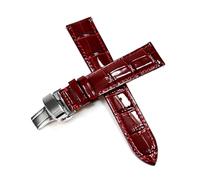 Belivceng Genuine Leather Watch Strap with Butterfly Buckle, 12mm to 18mm Replacement Band Accessories,W Red Silver,12mm