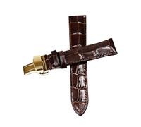 Belivceng Genuine Leather Watch Strap with Butterfly Buckle, 12mm to 18mm Replacement Band Accessories,Brown Golden,12mm