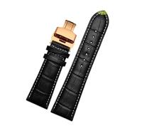 Belivceng Genuine Leather Watchband with Butterfly Buckle, Alligator Grain Pattern Design, for Replacement Strap, 22mm to 28mm Sizes,Black White Rose,20mm