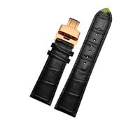 Belivceng Genuine Leather Watchband with Butterfly Buckle, Alligator Grain Pattern Design, for Replacement Strap, 22mm to 28mm Sizes,Black Rose,20mm