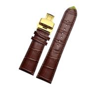Belivceng Genuine Leather Watchband with Butterfly Buckle, Alligator Grain Pattern Design, for Replacement Strap, 22mm to 28mm Sizes,Brown Gold,20mm