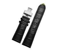 Belivceng Genuine Leather Watchband with Butterfly Buckle, Alligator Grain Pattern Design, for Replacement Strap, 22mm to 28mm Sizes,Black Silver,20mm