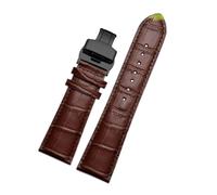 Belivceng Genuine Leather Watchband with Butterfly Buckle, Alligator Grain Pattern Design, for Replacement Strap, 22mm to 28mm Sizes,Brown Black,20mm