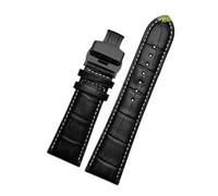 Belivceng Genuine Leather Watchband with Butterfly Buckle, Alligator Grain Pattern Design, for Replacement Strap, 22mm to 28mm Sizes,Black White Black,20mm