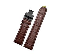 Belivceng Genuine Leather Watchband with Butterfly Buckle, Alligator Grain Pattern Design, for Replacement Strap, 22mm to 28mm Sizes,Brown White Black,20mm