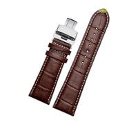 Belivceng Genuine Leather Watchband with Butterfly Buckle, Alligator Grain Pattern Design, for Replacement Strap, 22mm to 28mm Sizes,Brown White Silver,26mm
