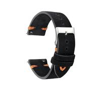 Belivceng Genuine Suede Leather Watch Strap with Silver Buckle, Vintage Handmade, Replacement Band, 18mm to 24mm Sizes ,Black White T,20mm