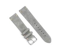 Belivceng Genuine Suede Leather Watch Strap with Silver Buckle, Vintage Handmade, Replacement Band, 18mm to 24mm Sizes ,Grey 1,22mm