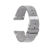 Belivceng Genuine Suede Leather Watch Strap with Silver Buckle, Vintage Handmade, Replacement Band, 18mm to 24mm Sizes ,Grey White,20mm