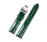 Belivceng Green Leather Watch Strap with Pin or Butterfly Buckle, 18mm to 22mm Sizes Replacement Accessories,A Green-Silver,20mm