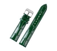 Belivceng Green Leather Watch Strap with Pin or Butterfly Buckle, 18mm to 22mm Sizes Replacement Accessories,A Green-S Pin,16mm