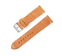 Belivceng Handmade Genuine Leather Watch Strap, Retro Suede with Stitching Design, Quick Release Band, 18mm to 22mm,Light Brown,20mm