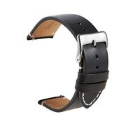 Belivceng Handmade Genuine Leather Watchband, Quick Release Strap, Vintage Design, 16mm to 24mm Sizes,Black,22mm