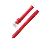 Belivceng Handmade Leather Watch Band, Slim Strap with Pin Buckle, for Men and Women, 8mm to 22mm Sizes,Red-Silver,18mm