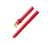 Belivceng Handmade Leather Watch Band, Slim Strap with Pin Buckle, for Men and Women, 8mm to 22mm Sizes,Red-Gold,14mm