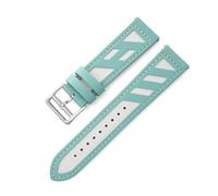 Belivceng Leather and Canvas Combination Watch Strap, Durable Sport Design for Smartwatches, Replacement Band with Quick Release Pins,Sky Blue,22mm