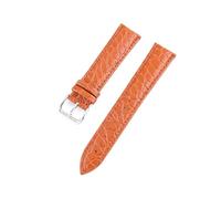 Belivceng Leather Crocodile Pattern Watch Strap, 12mm to 24mm Sizes, Replacement Band with Silver Pin Buckle,Light Brown,15mm
