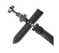 Belivceng Leather Watch Band, Double Press Automatic Butterfly Buckle, 12mm to 24mm Sizes, Replacement Strap Accessory,Black B,17mm
