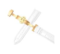 Belivceng Leather Watch Band, Double Press Automatic Butterfly Buckle, 12mm to 24mm Sizes, Replacement Strap Accessory,Golden White,18mm