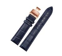 Belivceng Leather Watch Band, Strap for Men and Women, 18mm to 22mm Sizes with Pin Buckle or Butterfly Buckle,A Dark Blue-R Gold,21mm