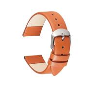 Belivceng Leather Watch Band, Thin Strap for Men and Women, 14mm to 22mm Sizes, with Quick Release Pins,Orange,20mm