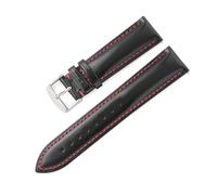 Belivceng Leather Watch Strap, Quick Release Design, 18mm to 22mm Sizes Replacement Band Accessories,Black Red,21mm