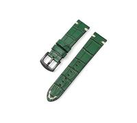 Belivceng Leather Watch Strap with Black Pin Buckle, Retro Bamboo Pattern, Quick Release Spring Bar, 20mm and 22mm,Green,20mm