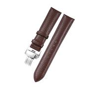 Belivceng Litchi Pattern Leather Watch Strap with Steel Folding Buckle, 18mm to 22mm Sizes, Durable Watchband Accessories,Brown-Silver,20mm