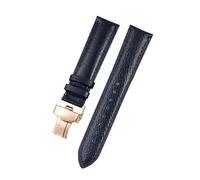 Belivceng Litchi Pattern Leather Watch Strap with Steel Folding Buckle, 18mm to 22mm Sizes, Durable Watchband Accessories,Blue-Rose,20mm