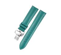 Belivceng Litchi Pattern Leather Watch Strap with Steel Folding Buckle, 18mm to 22mm Sizes, Durable Watchband Accessories,Green-Silver,20mm