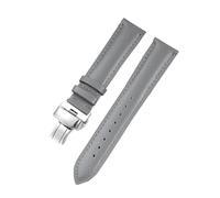 Belivceng Litchi Pattern Leather Watch Strap with Steel Folding Buckle, 18mm to 22mm Sizes, Durable Watchband Accessories,Gray-Silver,21mm