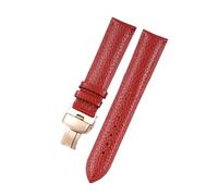 Belivceng Litchi Pattern Leather Watch Strap with Steel Folding Buckle, 18mm to 22mm Sizes, Durable Watchband Accessories,Red-Rose,18mm