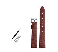 Belivceng Lizard Pattern Leather Watchband with Butterfly or Pin Buckle, for Women, 14mm to 20mm, Replacement Strap Accessory,Brown Silver P,14mm