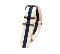 Belivceng Military Style Striped Nylon Watch Strap with Black Buckle - Durable Woven Bracelet 18mm 20mm 22mm 24mm,White Blue Q,18mm