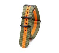 Belivceng Military Style Striped Nylon Watch Strap with Black Buckle - Durable Woven Bracelet 18mm 20mm 22mm 24mm,Green Orange M,18mm