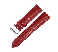 Belivceng Ostrich Pattern Genuine Leather Watch Strap, Flat Straight End Design, 12mm to 24mm Sizes for Replacement Band,Red Silver B,17mm