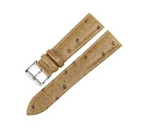 Belivceng Ostrich Pattern Genuine Leather Watch Strap, Flat Straight End Design, 12mm to 24mm Sizes for Replacement Band,L Brown Silver B,19mm