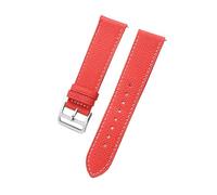Belivceng Retro Design Genuine Leather Watch Strap, Quick Release Band, for Men and Women, 18mm to 22mm ,Red White,20mm