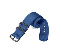 Belivceng Ribbed Weave Nylon Watch Strap with Black Ring Buckle - Striped Military Style Sport Bracelet 18mm 20mm 22mm 24mm,Blue,24mm