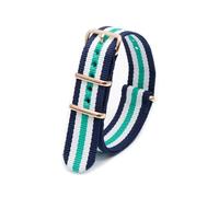Belivceng Rose Gold Buckle Nylon Watch Strap - 18mm 20mm 22mm 24mm Bracelet for Men and Women,Blue White Green M,18mm