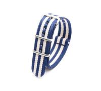 Belivceng Striped Nylon Watch Band with Silver Pin Buckle - Strap for Men and Women 18mm 20mm 22mm 24mm,3 Dark Blue 2Beige,24mm