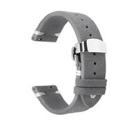 Belivceng Suede Leather Watch Band with Butterfly Buckle, Replacement Strap, 18mm to 22mm Sizes for Smartwatch,Grey-White,22mm