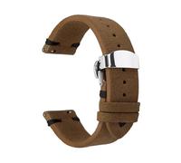 Belivceng Suede Leather Watch Band with Butterfly Buckle, Replacement Strap, 18mm to 22mm Sizes for Smartwatch,Brown-Black,22mm