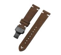 Belivceng Suede Leather Watch Strap with Handmade Stitching, Vintage Quick Release Bracelet with Folding Clasp, 18mm to 22mm,Brown White-Black,18mm