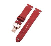 Belivceng Suede Leather Watch Strap with Handmade Stitching, Vintage Quick Release Bracelet with Folding Clasp, 18mm to 22mm,Red White-Rose,22mm
