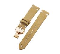 Belivceng Suede Leather Watch Strap with Handmade Stitching, Vintage Quick Release Bracelet with Folding Clasp, 18mm to 22mm,Khaki White-Gold,18mm